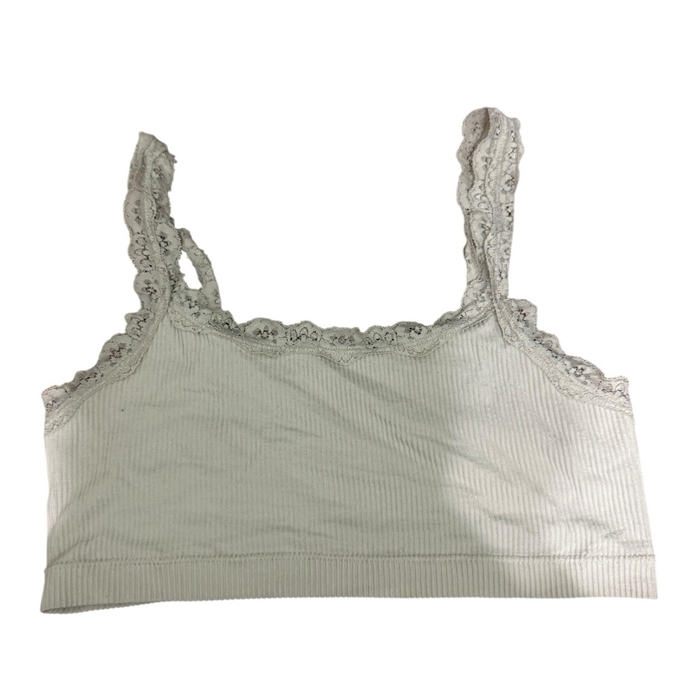 Garage Cream Bandeau Top with Lace Trim